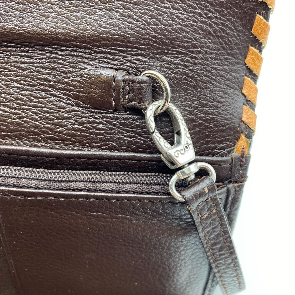 VTG Brighton crossbody wallet brown pebbled leather removable strap Y2K - Picture 11 of 11